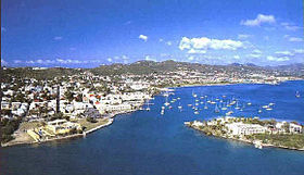 De stad Christiansted naar het oosten