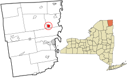 Clinton County New York incorporated and unincorporated areas West Chazy highlighted.svg