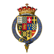 Coat of arms showing Knight of the Garter insignia