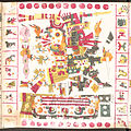 Pagina 56 del Codice Borgia, mostra il Dio Mictlantecuhtli e Quetzalcoatl.