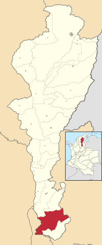 Location o the municipality an toun o San Martín in the Depairtment o Cesar.
