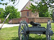 Cannon positioned outside the restored magazine in Williamsburg