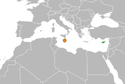 Peta memperlihatkan lokasiCyprus and Malta