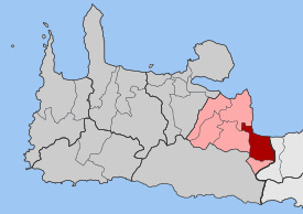 Localização da unidade municipal de Georgiópolis no município de Apocórona e na unidade regional de Chania