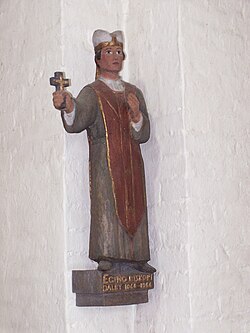 Sculpture of Egino in Dalby Church Dalby Heligkorskyrka Egino.jpg