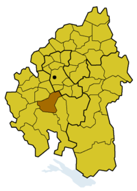 Location of the church district of Tübingen within the Evang.  Regional Church in Württemberg