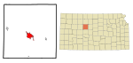 Ellis County Kansas Incorporated and Unincorporated areas Hays Highlighted.svg