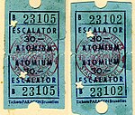 Kvitton till hissen i Atomium, från Expo 58.