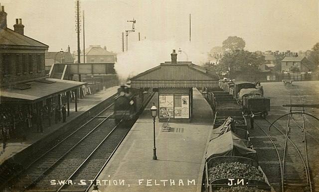 Feltham railway station in June 1905