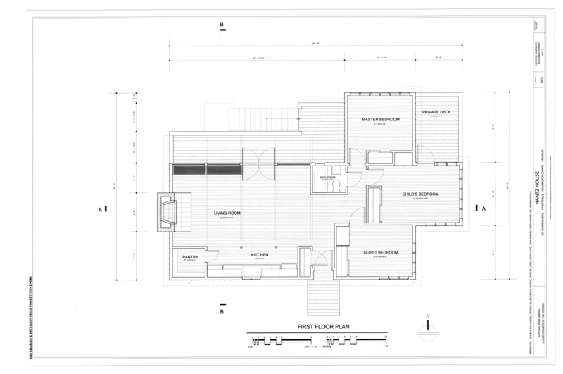 File:First Floor Plan - Hantz House, 855 Fairview Drive, Fayetteville, Washington County, AR HABS AR-54 (sheet 4 of 12).png