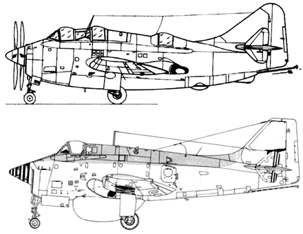 Side view comparison of Fairey Gannet ASW and AEW versions
