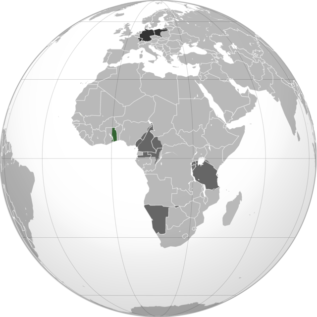 Hijau: Wilayah jajahan di Afrika Timur JermanKelabu cerah: Pegangan Jerman lainKelabu gelap: Empayar Jerman
Nota: Peta menunjukan sempadan negara masa kini, tetapi dengan bayangan wilayah jajahan terluas Jerman.