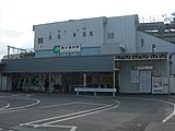 2009年12月5日まで使用された上り線用の仮設駅舎（北口）