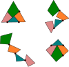 Dudeny's hinged dissection of a triangle into a square.