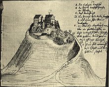 Hohengeroldseck Castle (in 1645) Hohengeroldseck Grimmelshausen 1645.jpg