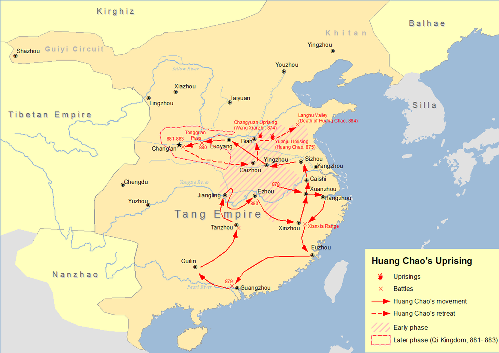 Китай в 9 веке. Династия Тан мятеж Хуан Чао. Восстание Хуан Чао карта. Восстание Ван Сяньчжи и Хуан Чао. Хуан Чао восстание в Китае.
