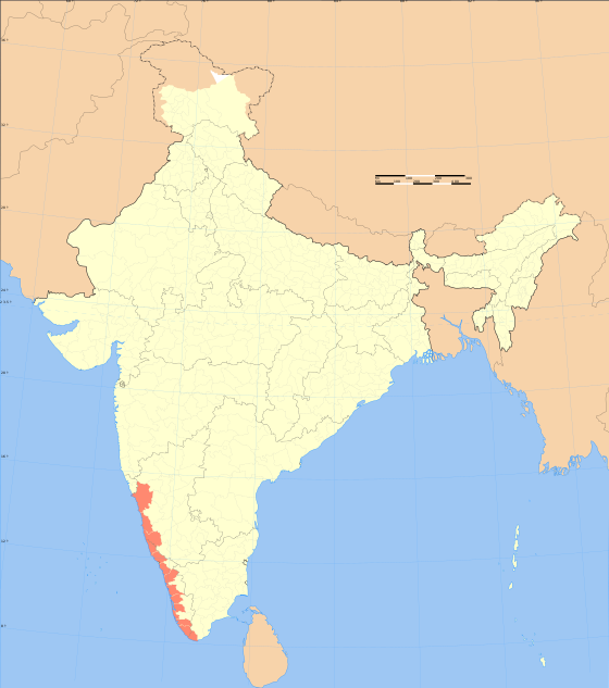 Map showing Malabar Coast