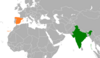 Location map for India and Spain.