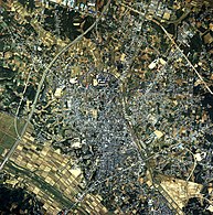 Ishiokan kantakaupunki vuoden 1986 ilmakuvassa
