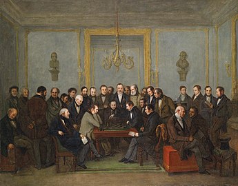 Le célèbre match entre Howard Staunton et Pierre Saint-Amant, le 16 décembre 1843, par Jean Henry Marlet.