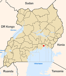 Localização de Jinja em Uganda