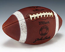 A football signed by Brodie, gifted to President Gerald Ford. John Brodie signature football (1991.83.1).jpg