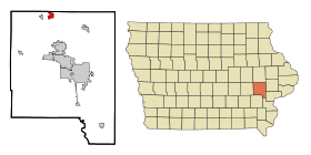 Johnson County Iowa Incorporated and Unincorporated areas Shueyville Highlighted.svg