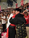 Hanifan hugging Widodo and Prabowo