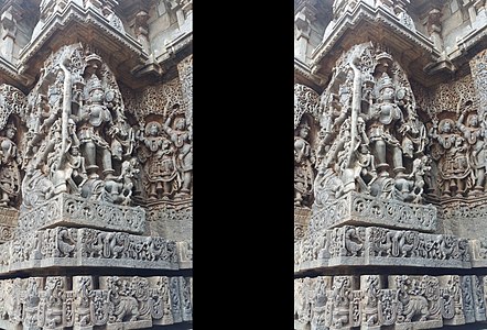 Gajasurasamhara, slayer at cemetery, and Shilabalikas sculptures