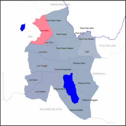 Peta kecamatan Lore Utara ring Kabupatén Poso