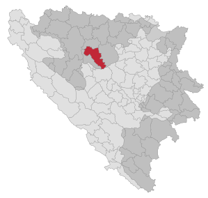 Locatie van de gemeente Kotor Varoš in Bosnië en Herzegovina (klikbare kaart)