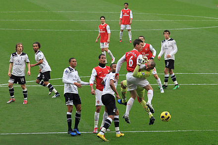 Arsenal playing against rivals Tottenham, in a game known as the North London derby, in November 2010