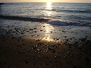 Sunset on Llangrannog beach in Ceredigion, Wales