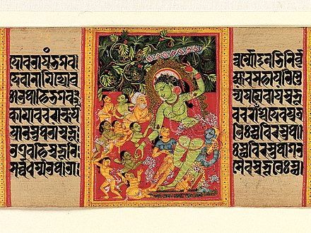 Green Tara and her devotees, Folio from a Bengali manuscript of the Aṣṭasāhasrikā Prajñāpāramitā (Perfection of Wisdom in Eight Thousand Lines), MET.
