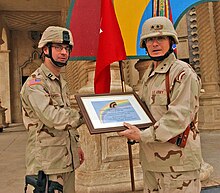 Major General Joseph Taluto (R) and Captain Phillip Esposito (L) at FOB Danger, Tikrit, Iraq on March 3rd, 2005 MG Joseph Taluto and CAPT Phillip Esposito.jpg