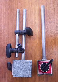 A magnetic switchable device with a post attached, as used in the engineering metaltrades. MagneticBase.jpg