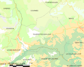 Mapa obce Tourrettes-sur-Loup