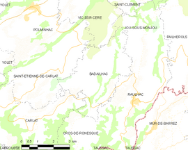 Mapa obce Badailhac