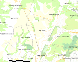 Mapa obce Baubigny