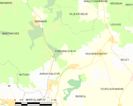 Mapa obce Fontaine-sur-Ay