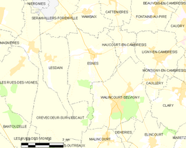 Mapa obce Esnes
