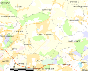 Poziția localității Flines-lez-Raches