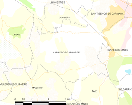 Mapa obce Labastide-Gabausse