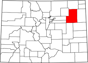 Map of Colorado highlighting Washington County