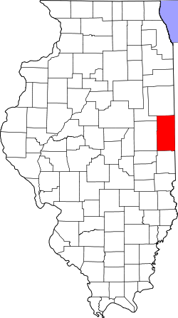map of Illinois highlighting Vermilion County