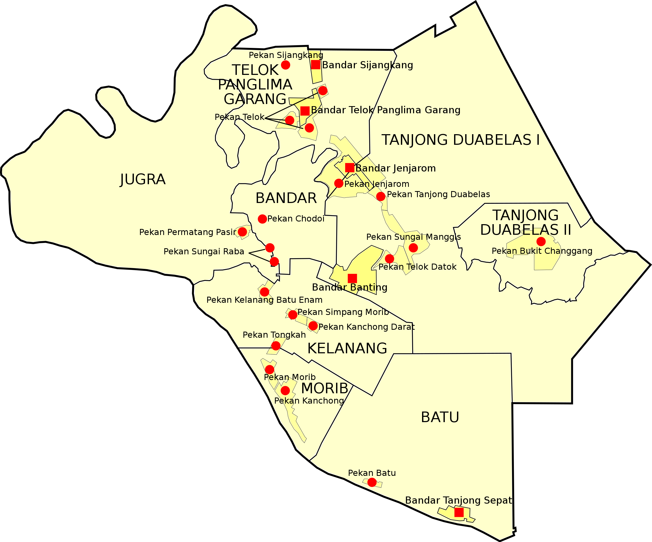 Selangor map districts of Here Are
