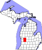 Map of Michigan highlighting Kent County Map of Michigan highlighting Kent County.svg