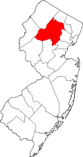 モリス郡の位置を示したニュージャージー州の地図