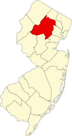 Map of Morris County within New Jersey