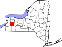 ワイオミング郡の位置を示したニューヨーク州の地図
